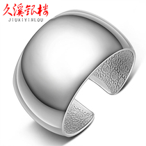 Jiuxi silver building S999 foot silver sterling silver bracelet female glossy wide silver bracelet super wide mirror silver bracelet for girlfriend