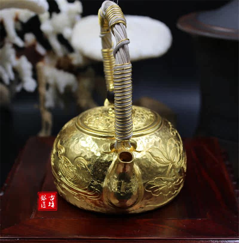 古坊金壶 纯金999泡茶壶 纯金金壶 泡茶金壶 一张打金壶 手工