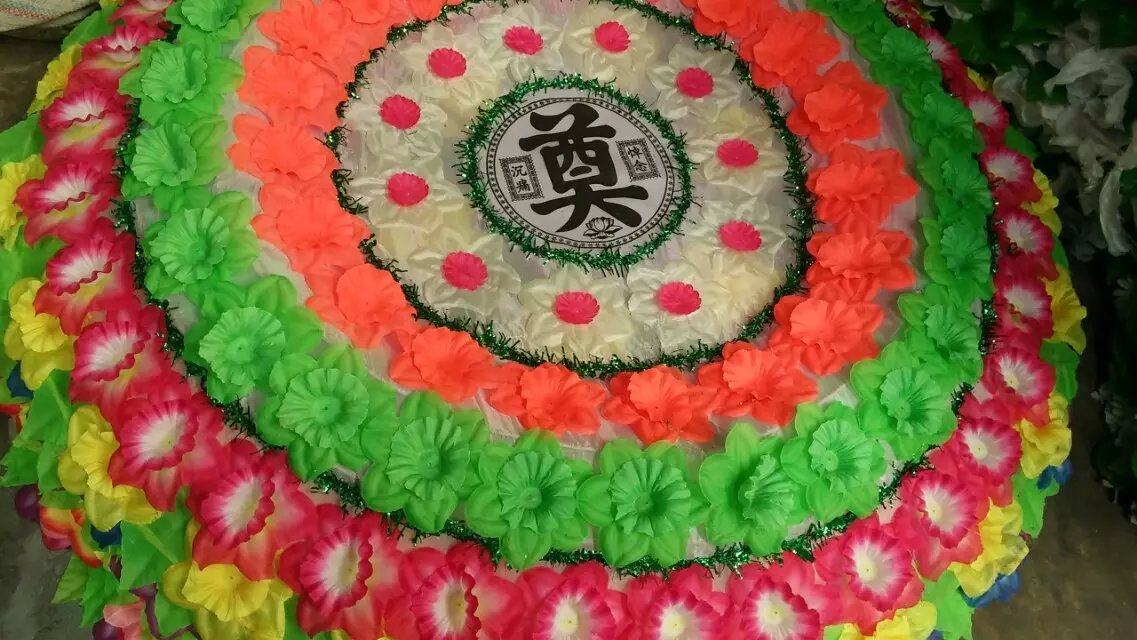 30个起批殡葬高档花圈雨伞布花圈葬礼追悼会折叠白事花圈厂家直销