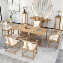 New Chinese style office kung fu tea table solid wood tea table modern simple Zen ash wood bubble tea table and chair combination