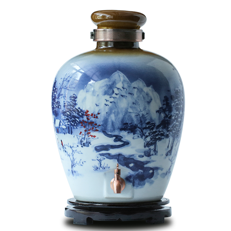 Jingdezhen ceramic jars mercifully wine wine jar 10 jins of 50 kg to 20 seal pot pot liquor bottle it home