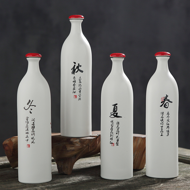 Jingdezhen ceramic bottle creative home empty wine bottle custom liquor bottle seal ACTS the role of the wine jar 1 catty a kilo