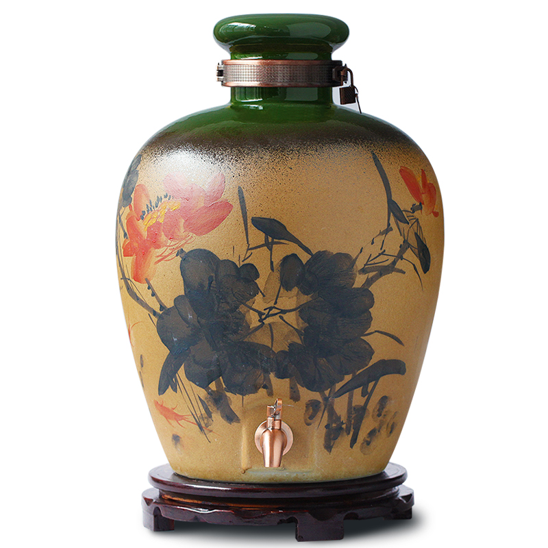 Jingdezhen ceramic jar it 10 jins 50 leading seal altar wine barrel bottle pot of household of the ancients