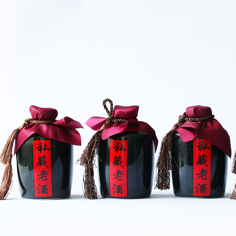 Ceramic bottle earthenware jar sealing 1 catty 5 jins of 10 jingdezhen domestic liquor bottle empty bottle decoration hip flask