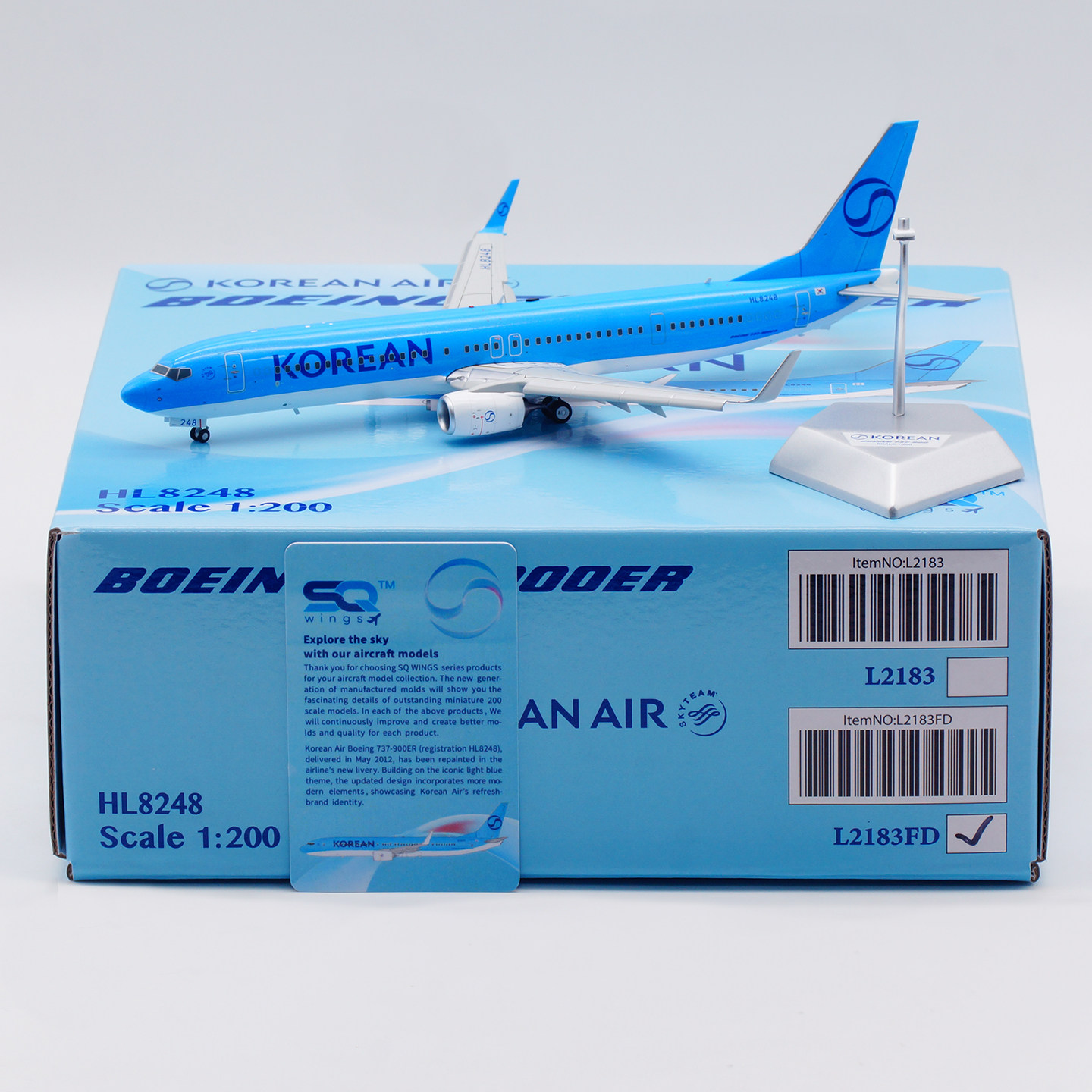 大韩航空B737-900 HL8248 新涂装SQ Wings 1:200 合金飞机模型