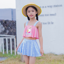 Childrens swimsuit women Summer Little CUHK Scout Split Swimsuit Baby 2021 New Korea Cute Princess Swimsuit