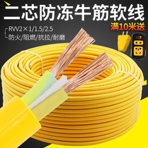Outdoor wire and cable waterproof and antifreeze 2-core beef tendon power cord two-core 1 1 5 2 5 square sheath cable