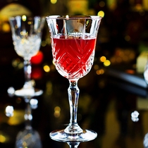 New product exquisite carved glass red wine glass wide mouth high foot wine glass vintage carved flower wine glass