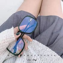 Korean version of large frame square thin flat mirror retro can be equipped with myopia frame ins Net red womens plain glasses