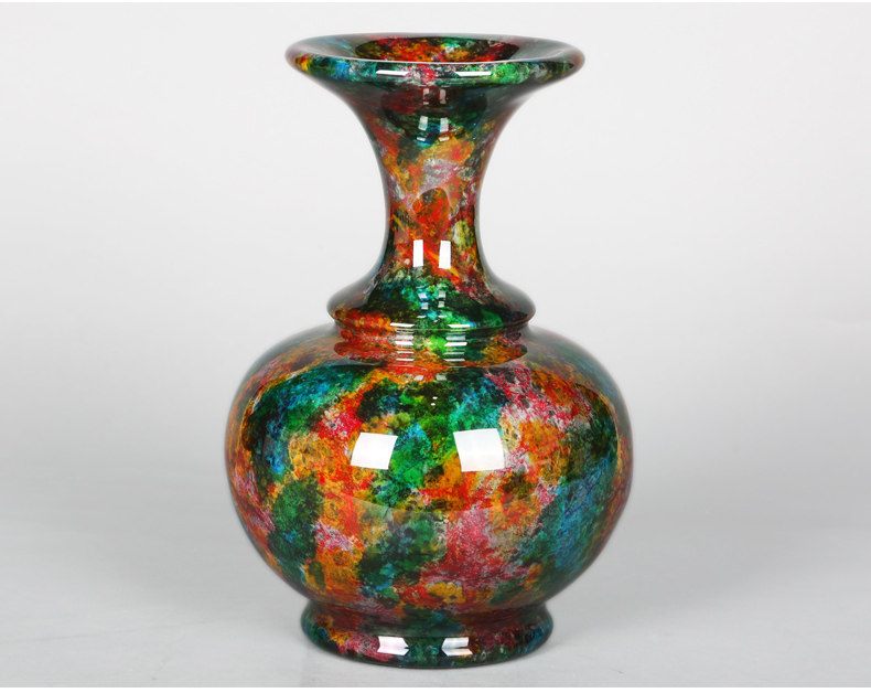 吉善缘 台湾七彩玉花瓶摆件高端客厅餐厅装饰品花瓶家居饰品5032