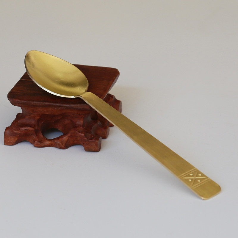 手工纯铜勺铜餐具铜勺黄铜小勺紫铜纯铜饭勺铜调羹铜小勺子