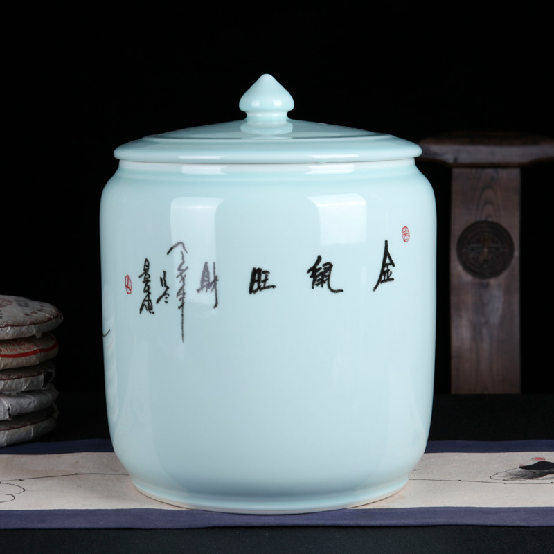 Jingdezhen ceramic hand - made gold rat prosperous wealth of new Chinese style tea as cans of storage tank general porcelain decorative furnishing articles