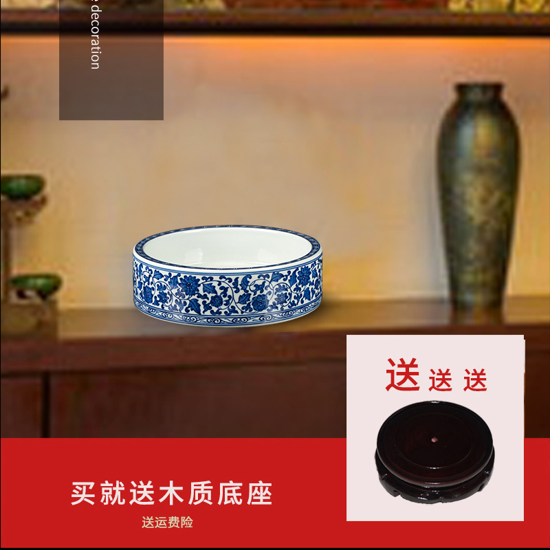 Blue and white porcelain of jingdezhen ceramics bound branch lotus writing brush washer washing handicraft furnishing articles home sitting room adornment study