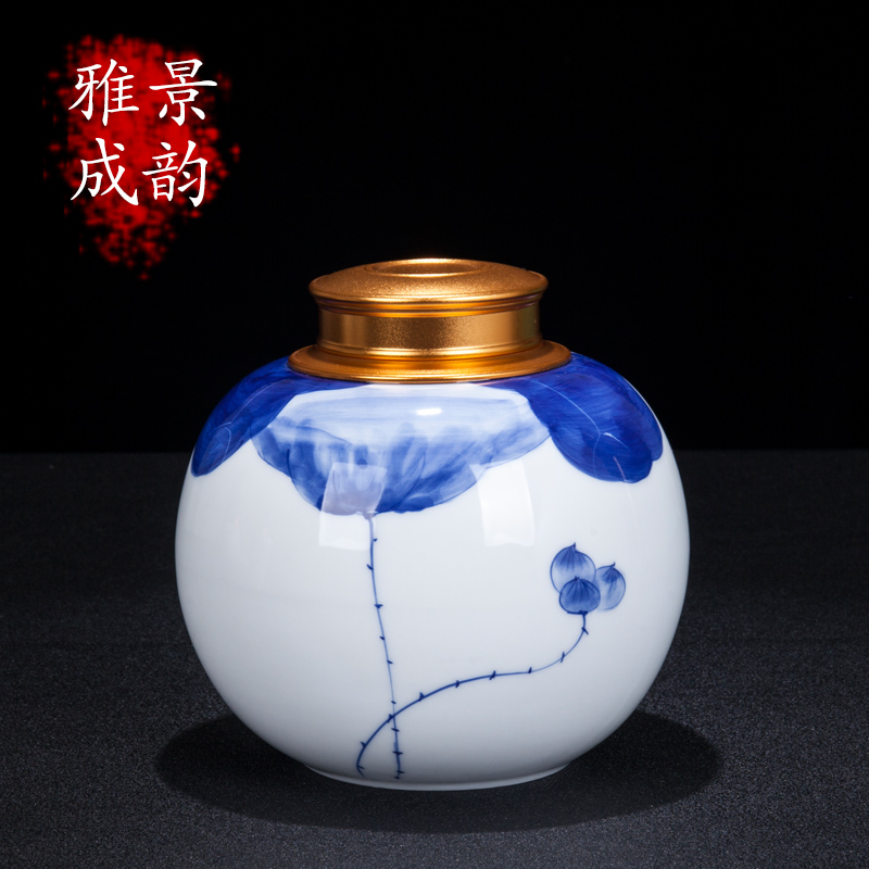 Jingdezhen ceramic save new Chinese blue and white porcelain tea tea caddy fixings home sitting room snacks general storage tank