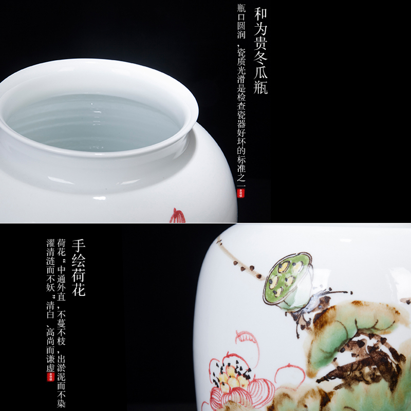 Jingdezhen ceramic new Chinese style harmony flower arranging vase decoration furnishing articles home sitting room process porcelain