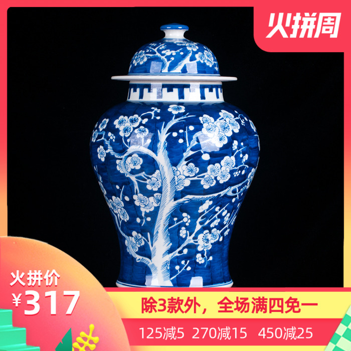 Jingdezhen ceramics fashion antique hand - made ice general mei pot vase classical modern home furnishing articles sitting room