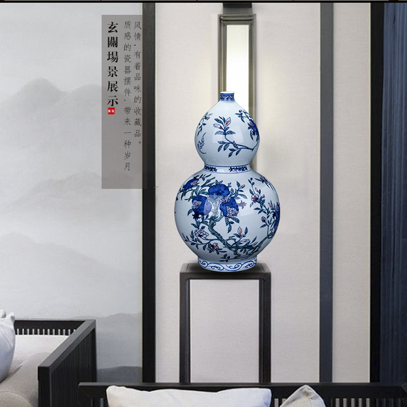 Pomegranates of blue and white porcelain of jingdezhen ceramics hand - made vases, restore ancient ways the large furnishing articles archaize of new Chinese style porch