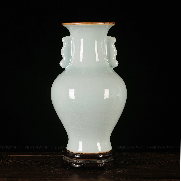 Jingdezhen porcelain jade ice crack crystal color glaze vase modern classical handicraft furnishing articles in the living room