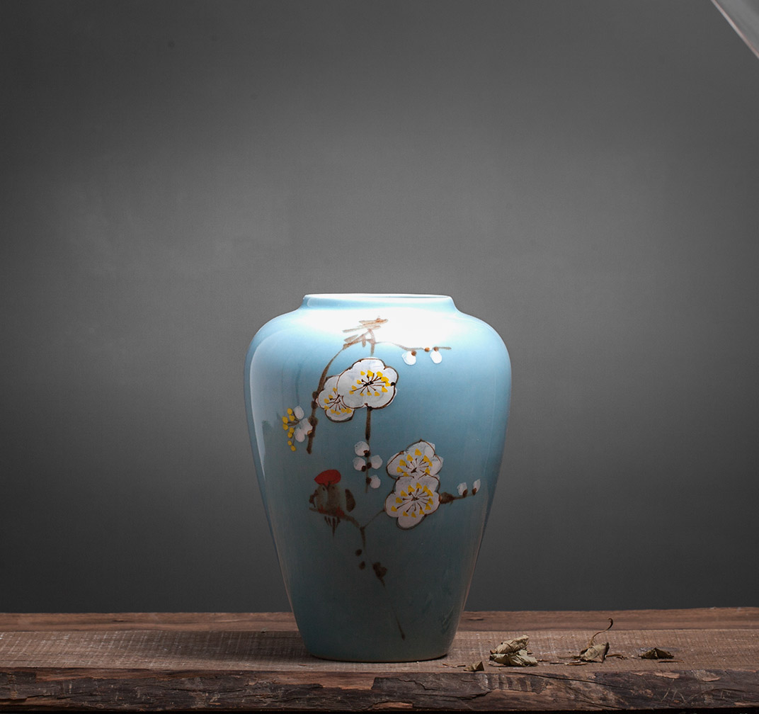 Jingdezhen ceramic new Chinese style living room table flower arranging flower vase furnishing articles home TV ark, porcelain arts and crafts