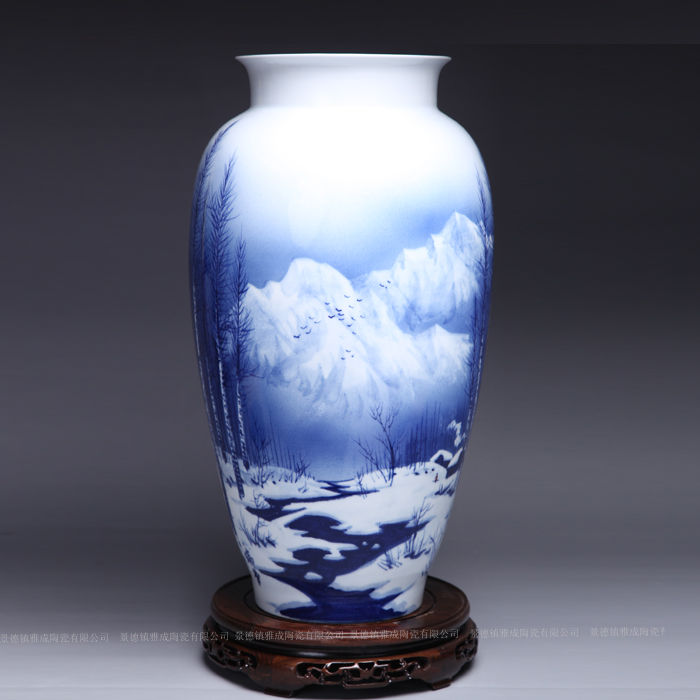 Jingdezhen ceramic I and contracted sitting room place hand - made manually restoring ancient ways of blue and white porcelain vase household decoration