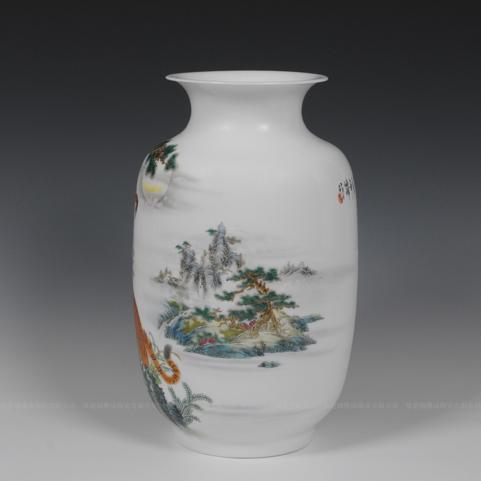 Jingdezhen ceramics powder enamel modern household adornment handicraft furnishing articles vase bottle gourd Zhang Bingxiang landscapes