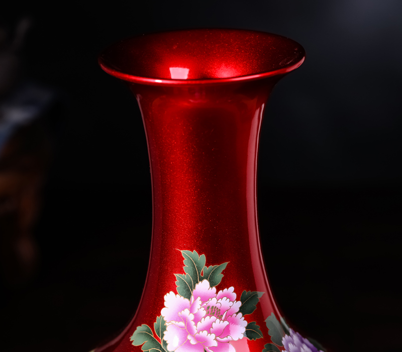 China jingdezhen ceramics table red place vases, flower arranging new Chinese vase sitting room TV ark