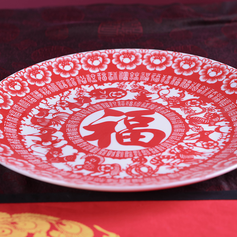 Jingdezhen ceramic plate furnishing articles of Chinese style arts and crafts porcelain art decoration plate plate plate base