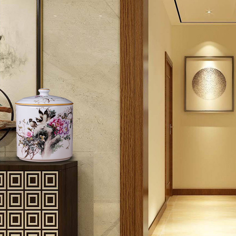 Jingdezhen ceramic blooming flowers storage tank is a large sitting room general storage POTS decorative porcelain furnishing articles