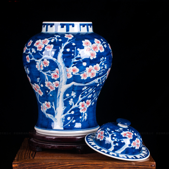 Jingdezhen ceramics fashion antique hand - made ice general mei pot vase classical modern home furnishing articles sitting room