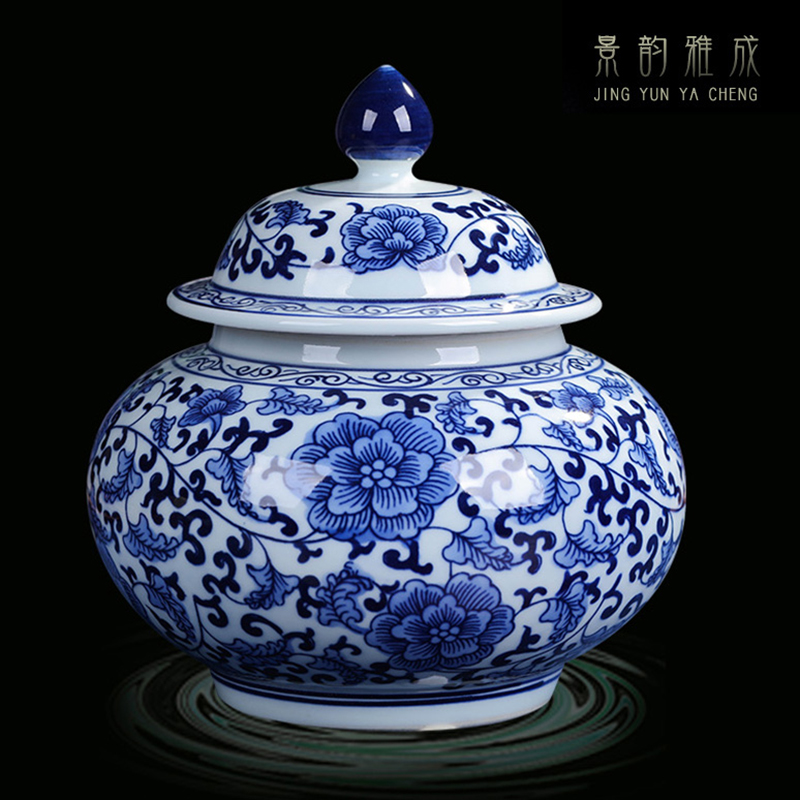 Jingdezhen ceramic POTS sub storage tank is small household caddy fixings meters can receive porcelain jar with cover