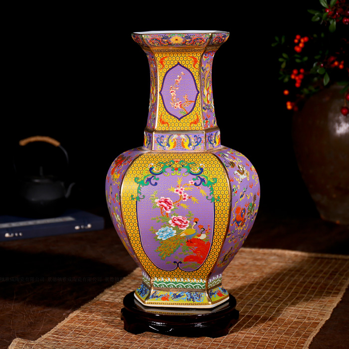 Jingdezhen ceramic powder enamel antique vase up fashion furnishing articles housewarming flower arranging landing crafts sitting room