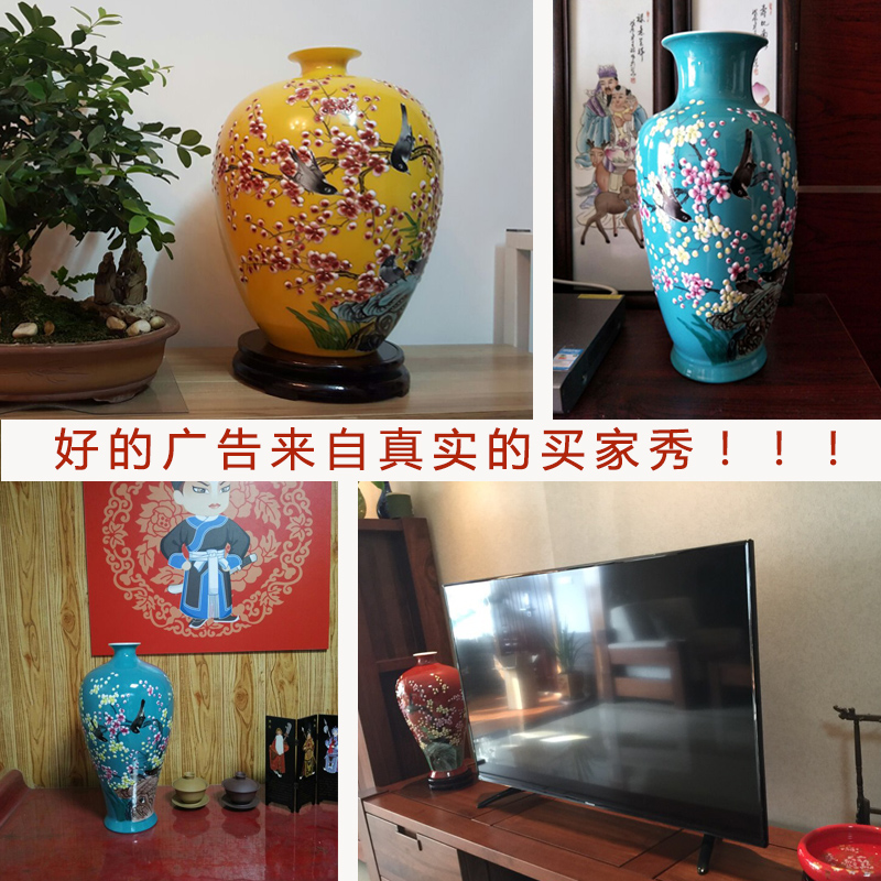 Jingdezhen ceramic hand - made vases of new Chinese style household living room TV cabinet flower arranging furnishing articles handicraft ornament