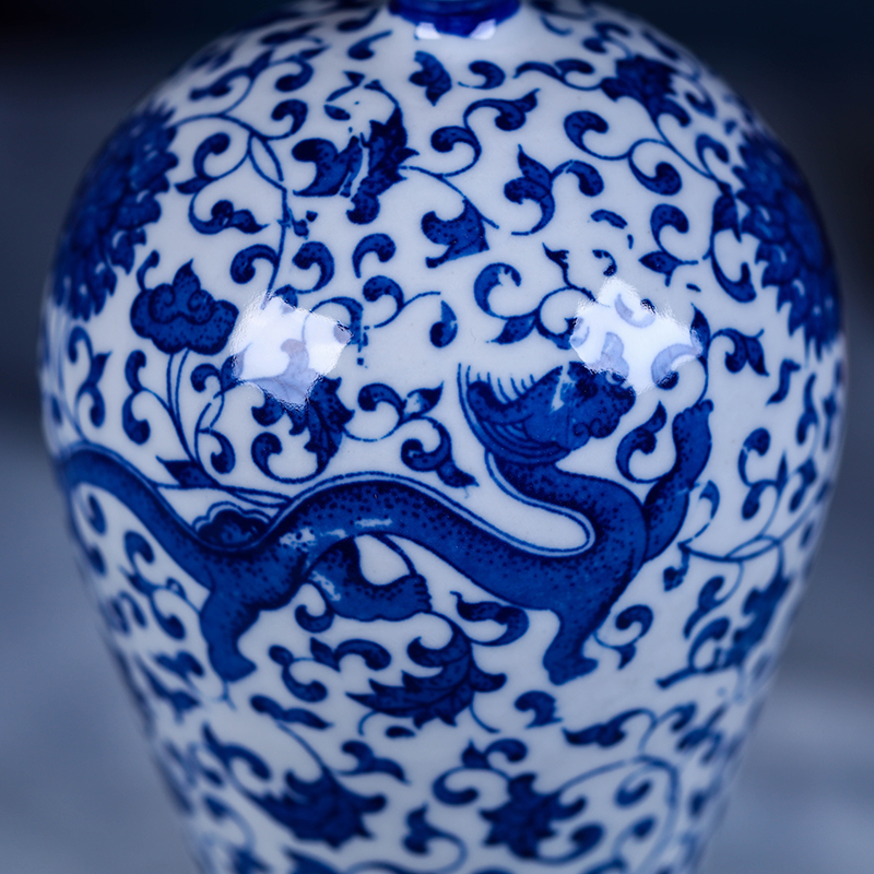 Jingdezhen blue and white vase sitting room of Chinese style restoring ancient ways chinaware coarse pottery zen gao modern home furnishing articles