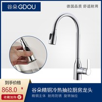 German GDOU Valley Dot bathroom 62050 full copper single-hole hot and cold pull-out sink Vegetable Basin Kitchen tap