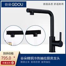 German GDOU Valley Dot bathroom 65018K full copper black hot and cold pull-out sink Vegetable Basin Kitchen tap