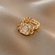 Gold chain zircon ring female niche design light luxury fashion personality index finger ring cold wind high-end ring Gold chain zircon ring female niche design light luxury fashion personality index finger ring cold wind high-end ring