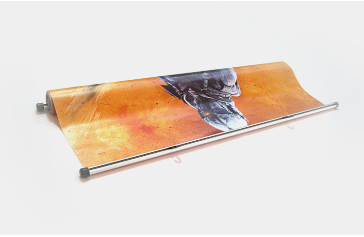 厚实 颜色艳丽 不可折叠适合展会 家用等)  白画布 铝合金挂轴(纹理