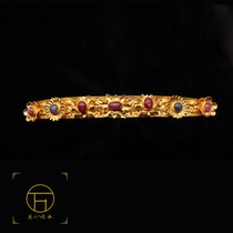 Ancient method hand-made restoration of gold and silver ware Hua Tian Ming Dynasty jewelry gold and silverware red sapphire Chinese traditional jewelry