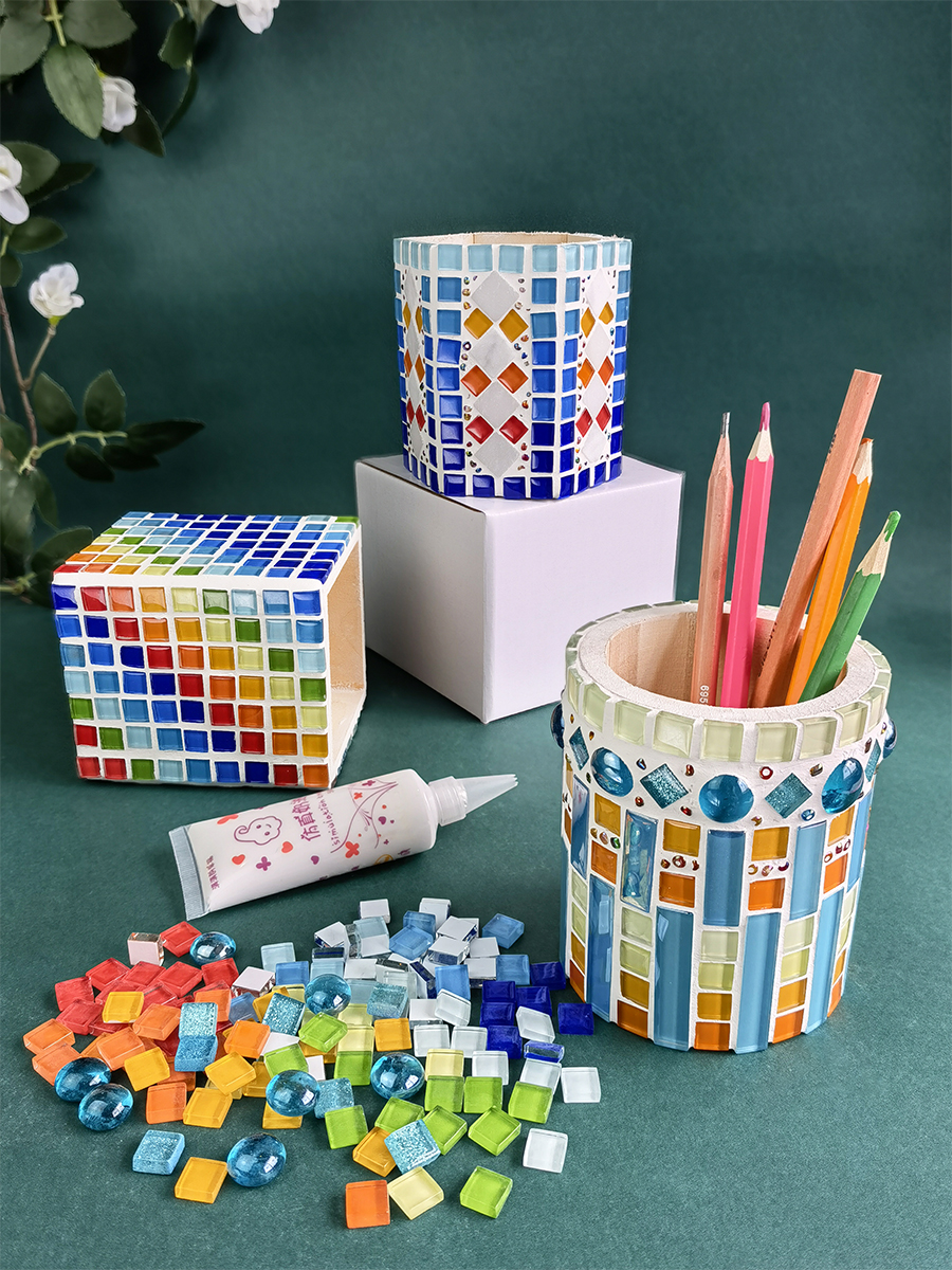 Mosaic pen holder material bag handmade diy creative children's puzzle primary school student stationery box school gift pencil box