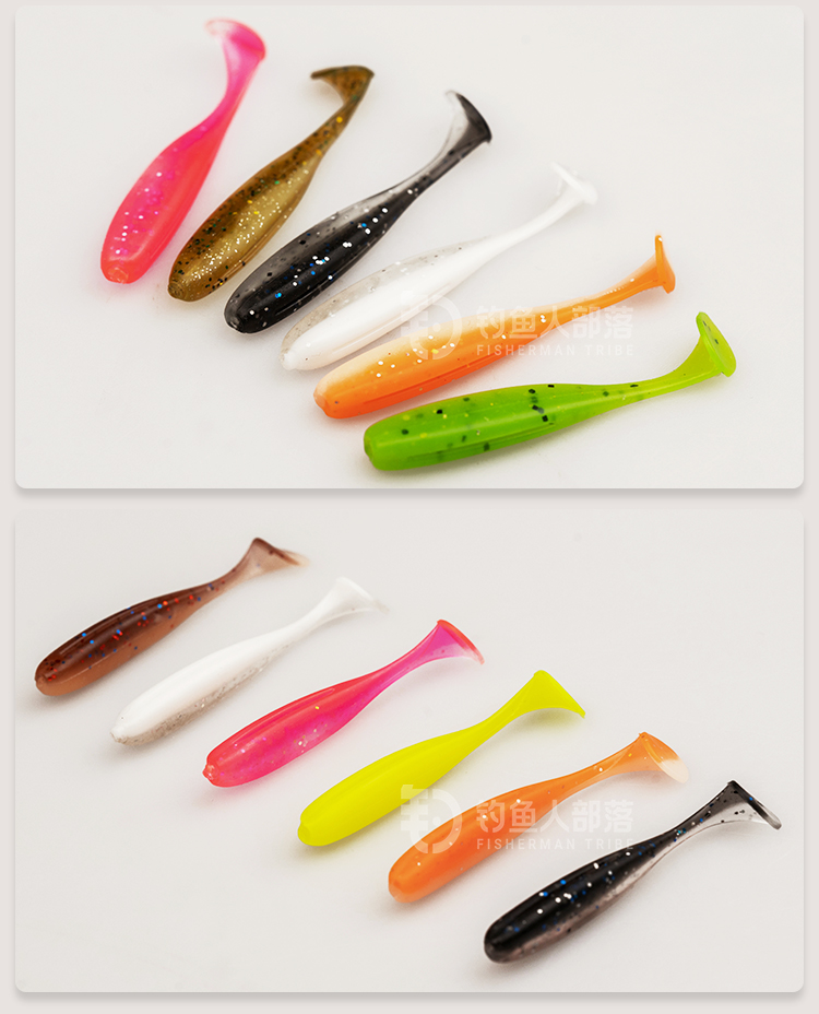 6 Colors Paddle Tail Fishing Lures Soft Plastic Baits Bass Trout Fresh Water Fishing Lure