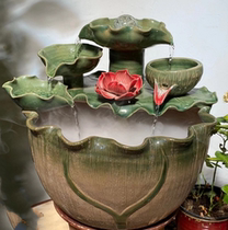 Lotus leaf flowing water soil pottery pure handmade fish tank beautiful Hall pottery home decoration jewelry desktop landing