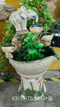 Beautiful Pavilion pottery art Lucky Elephant leaves small long basin flowing water feng shui ball fountain office landing small fish tank