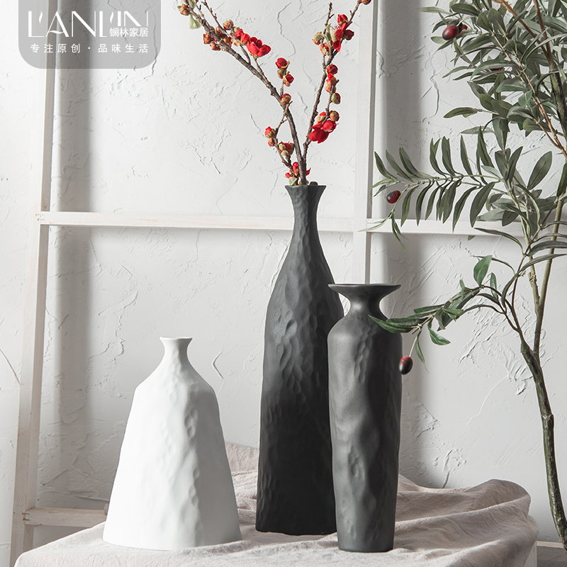 The Nordic idea contracted ins wind ceramic vase living room table dry flower arranging flowers white light modern key-2 luxury vase