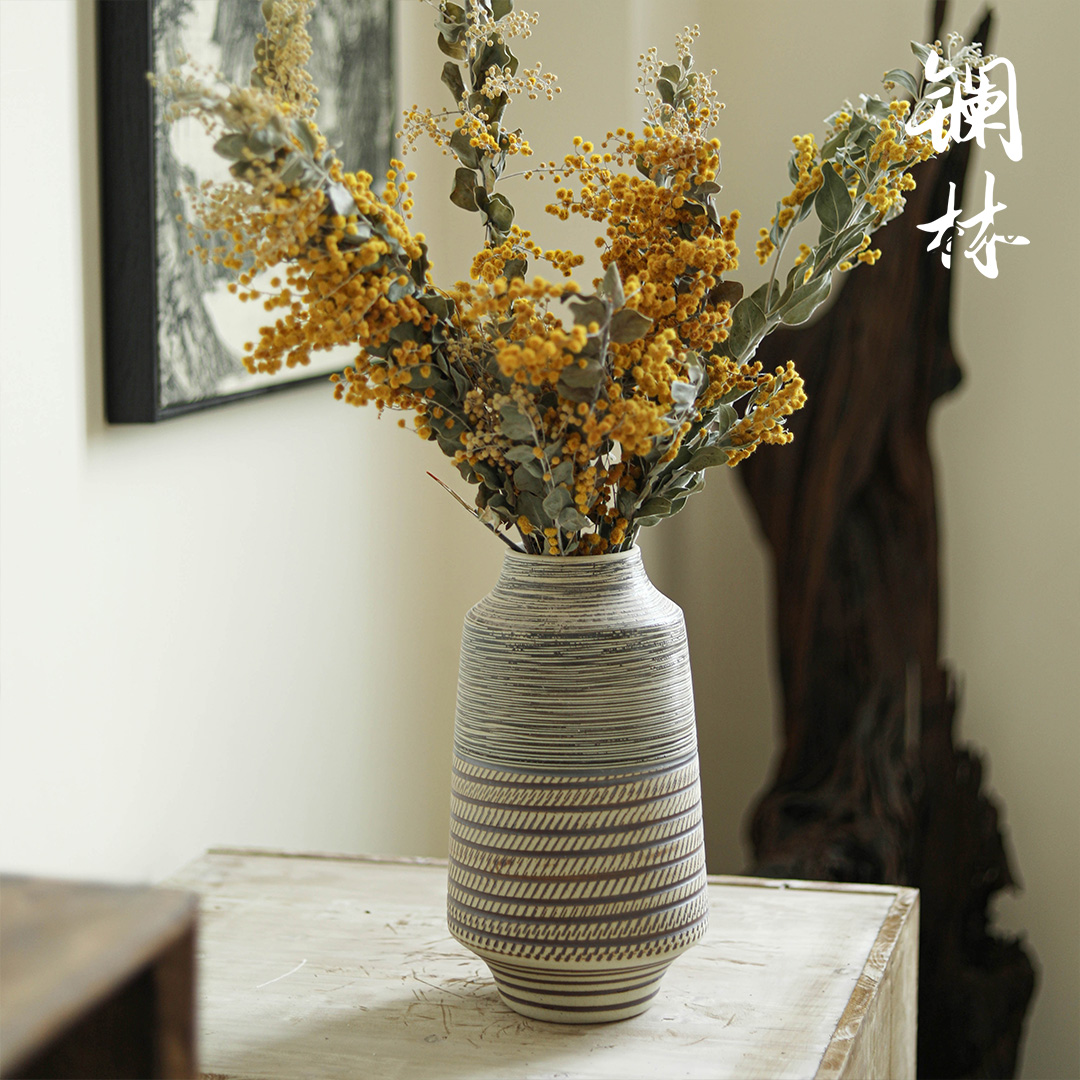 Simulation dried flower bouquet furnishing articles of autumn living flower the original creative ceramic bottle decoration art film props