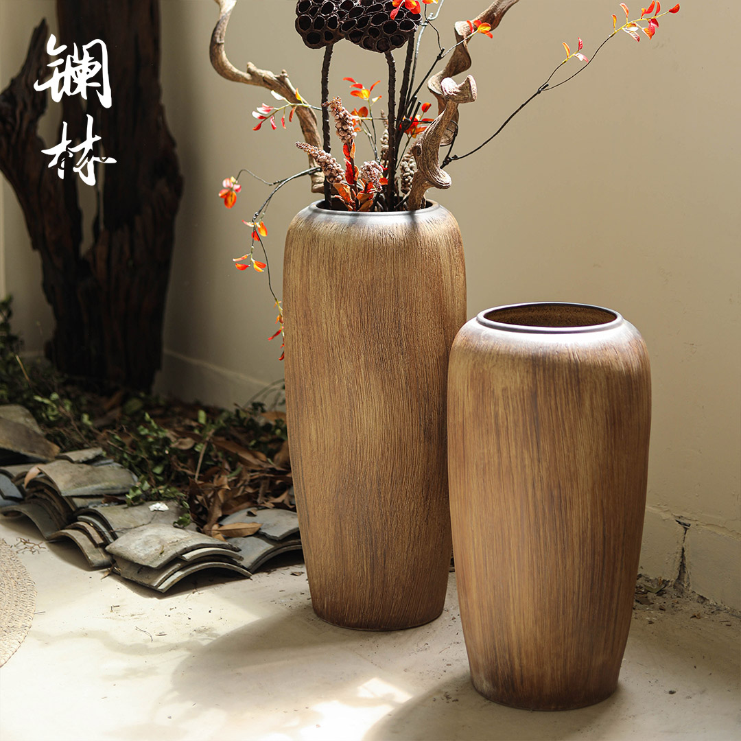 Ceramic vase landing coarse pottery legend home furnishing articles sitting room decorative POTS retro large dry flower pot arranging flowers