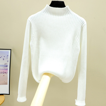 2021 autumn and winter new slim pullover sweater womens long-sleeved bottoming shirt womens all-match top half-high neck thickened