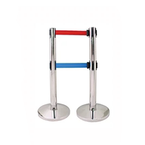 Stainless steel double-layer railing seat one meter line telescopic isolation belt 5 meters queuing railing guard fence Bank fence