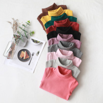 Clearance girls high collar base shirt autumn and winter Joker cotton children inner tie baby long sleeve T-shirt boys shirt