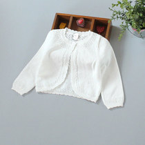 Girls spring and summer autumn cotton shawl coat children long sleeve shawl baby baby knitted cardigan air conditioning crock shoulder