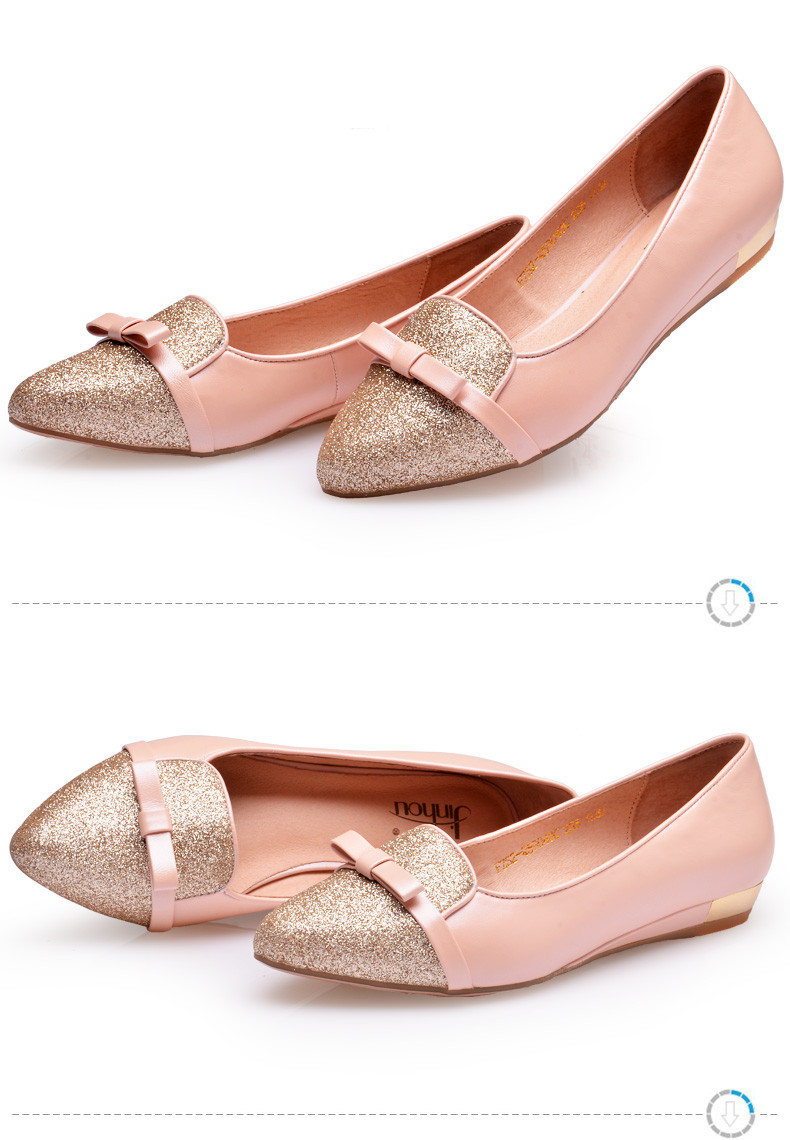 金猴皮鞋女套脚 正品时尚百搭浅口单鞋尖头平底鞋中年女鞋一脚蹬_2